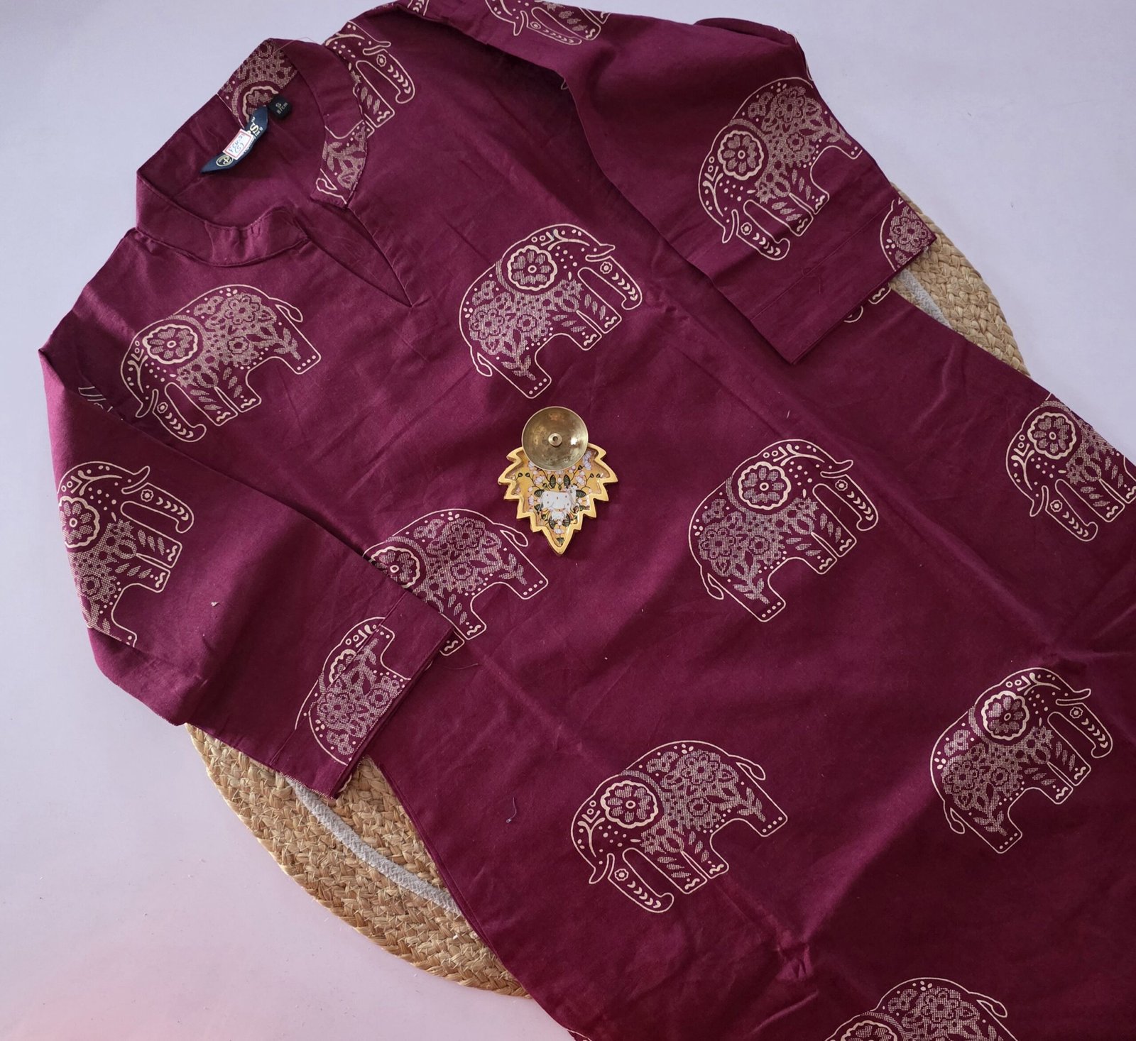 Pure Cotton Kurti - FCK21 - Magenta Elephant