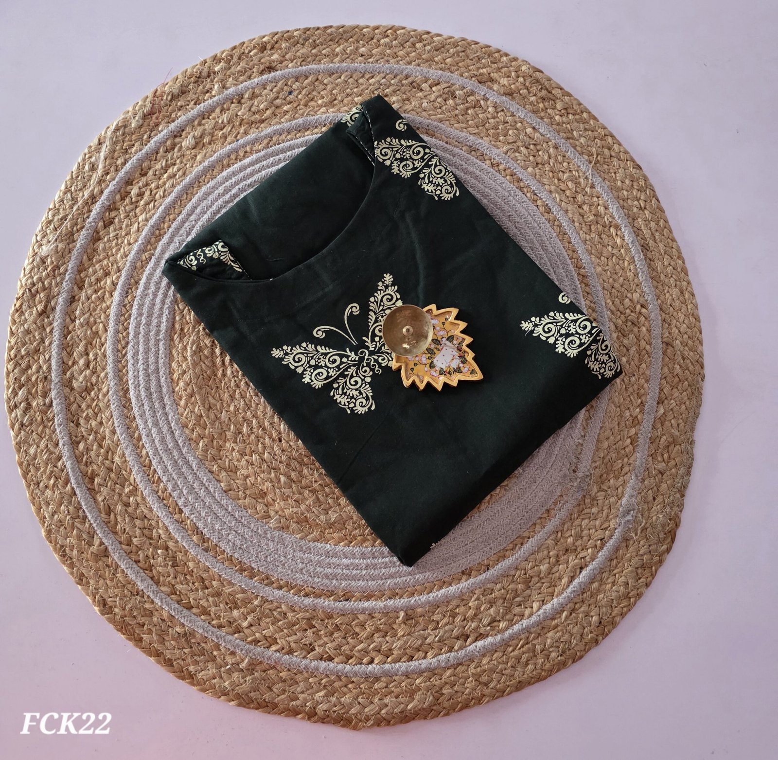 Pure Cotton Kurti - FCK22 - Green Butterfly - Image 2