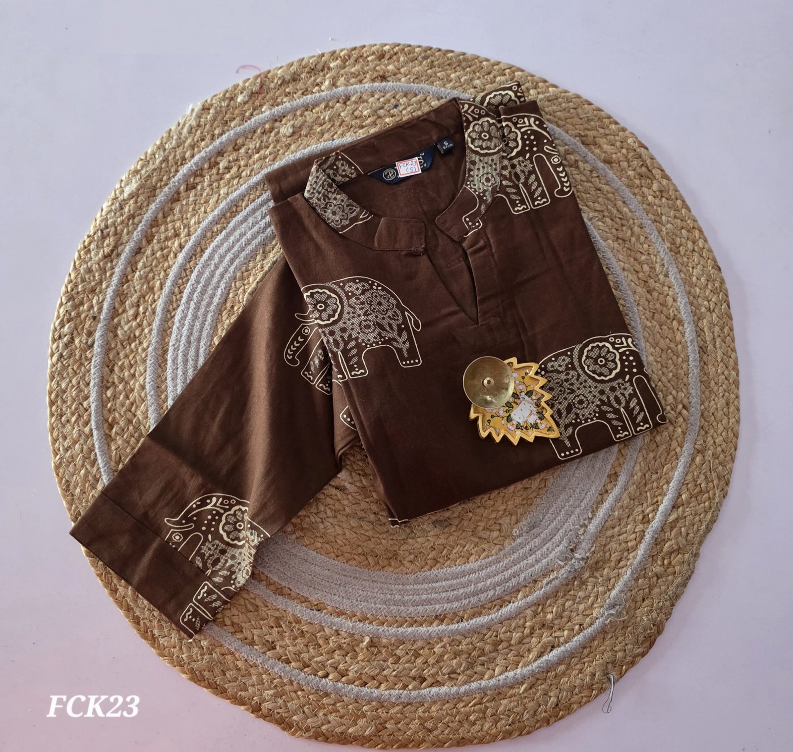 Pure Cotton Kurti - FCK23 - Brown Elephant - Image 2