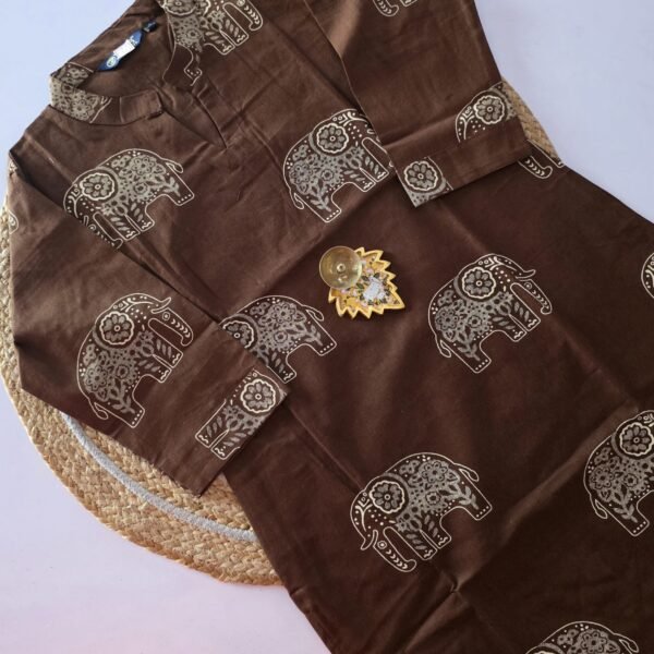 Pure Cotton Kurti - FCK23 - Brown Elephant