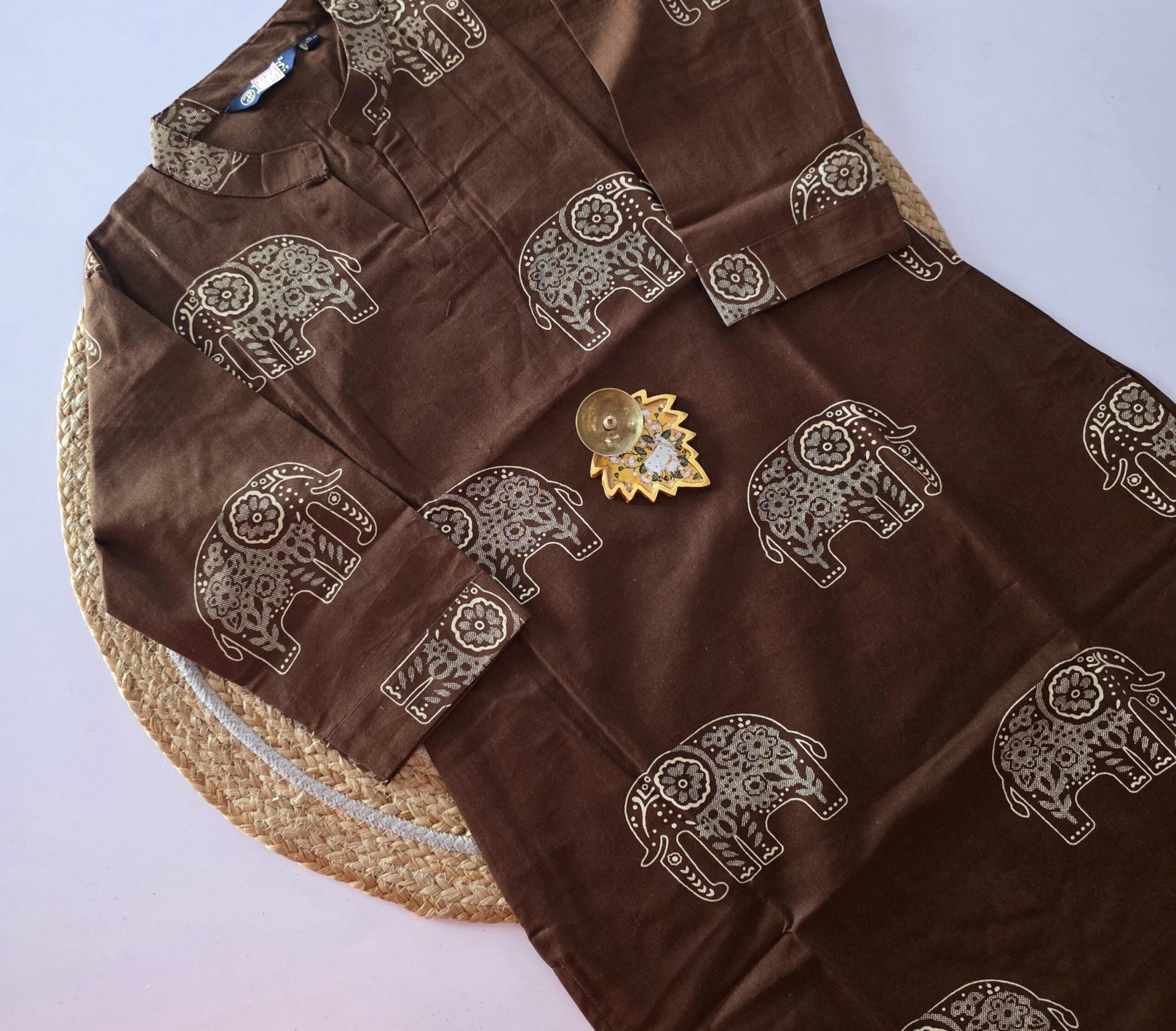 Pure Cotton Kurti - FCK23 - Brown Elephant